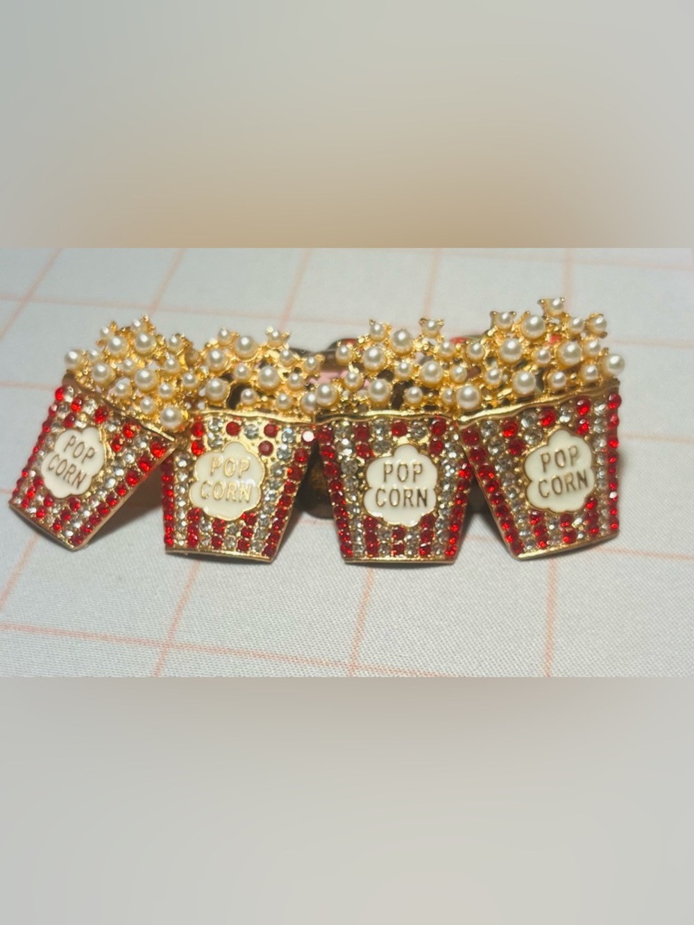 Popcorn Enamel & Rhinestone Earrings/Brooche (2pair)